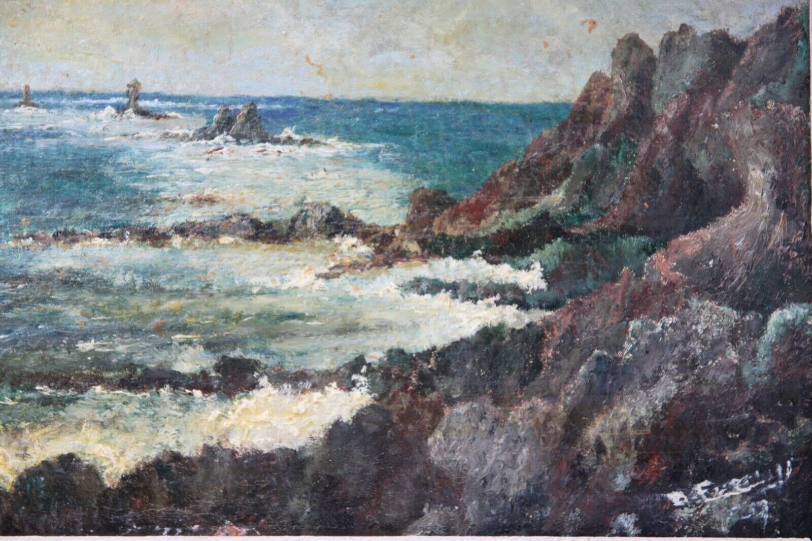 Pair of paintings breton school r euzemes eyzemes signature to identify