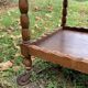Wooden service turned on old wheels with bottle holder