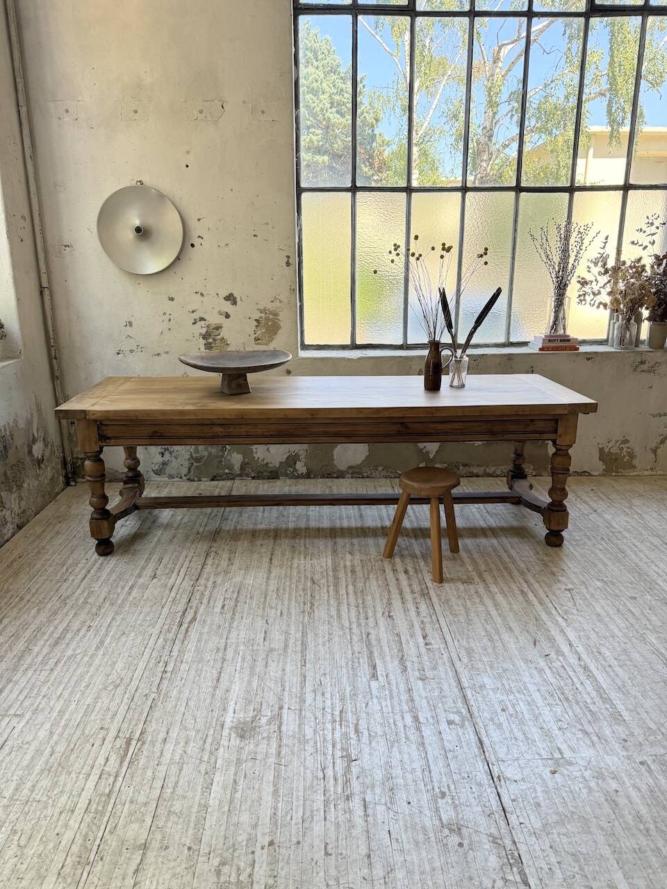 Solid oak drapery farmhouse table 2m5 XL