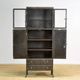 Antique industrial metal display cabinet, circa 1920