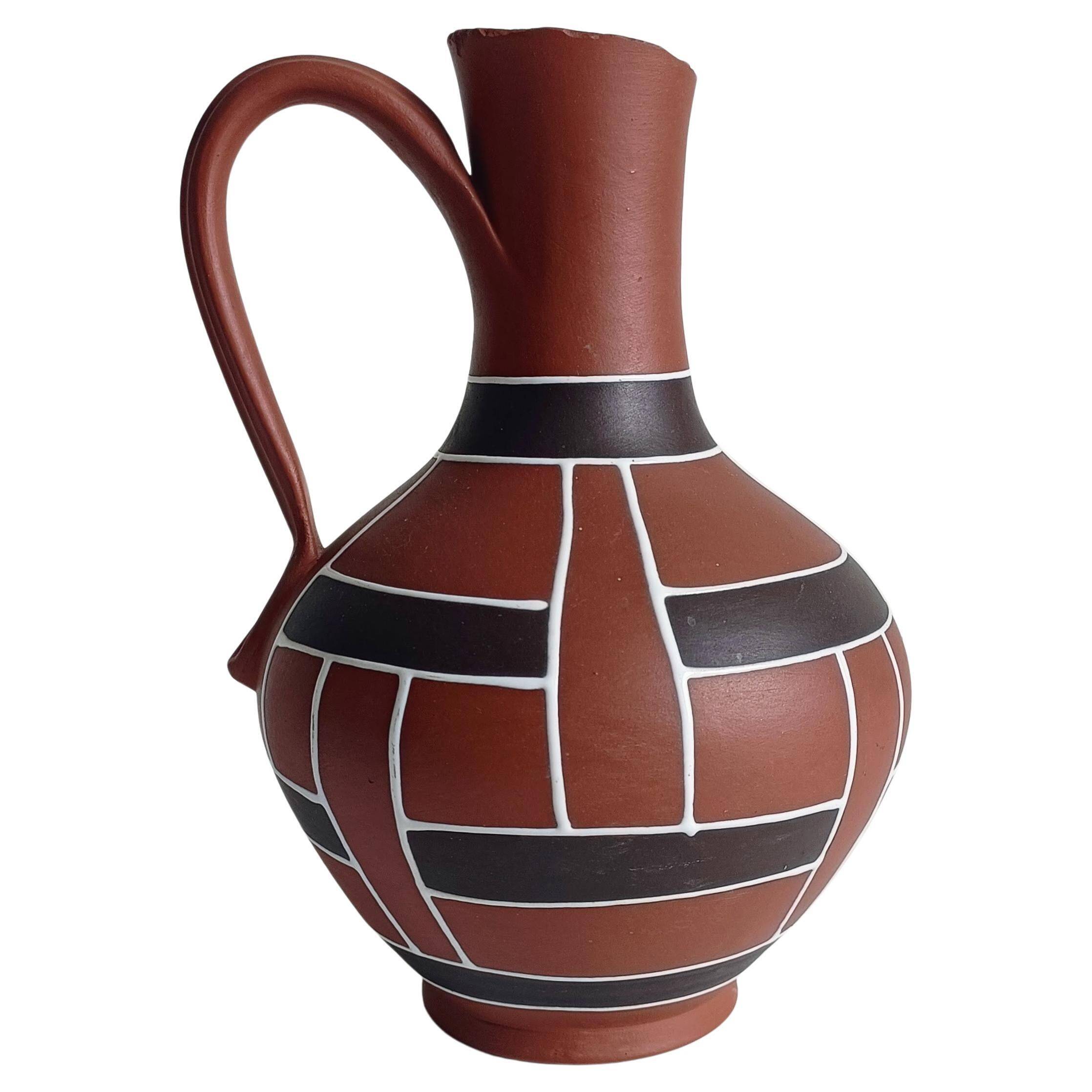 Mid-Century Modern Terracotta Pitcher by AKRU, West Germany, 1950s
