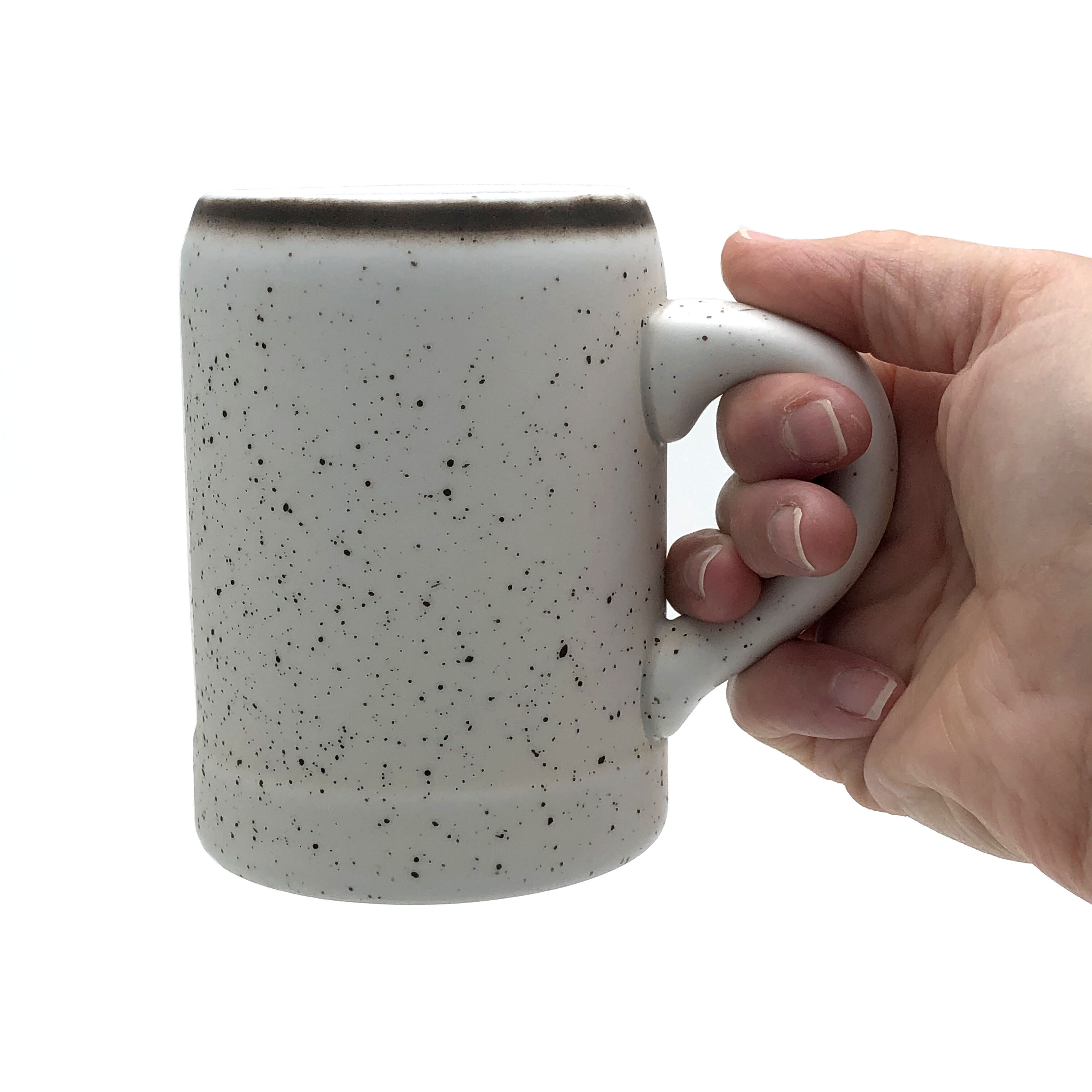 Set of 6 cups and speckled carafe