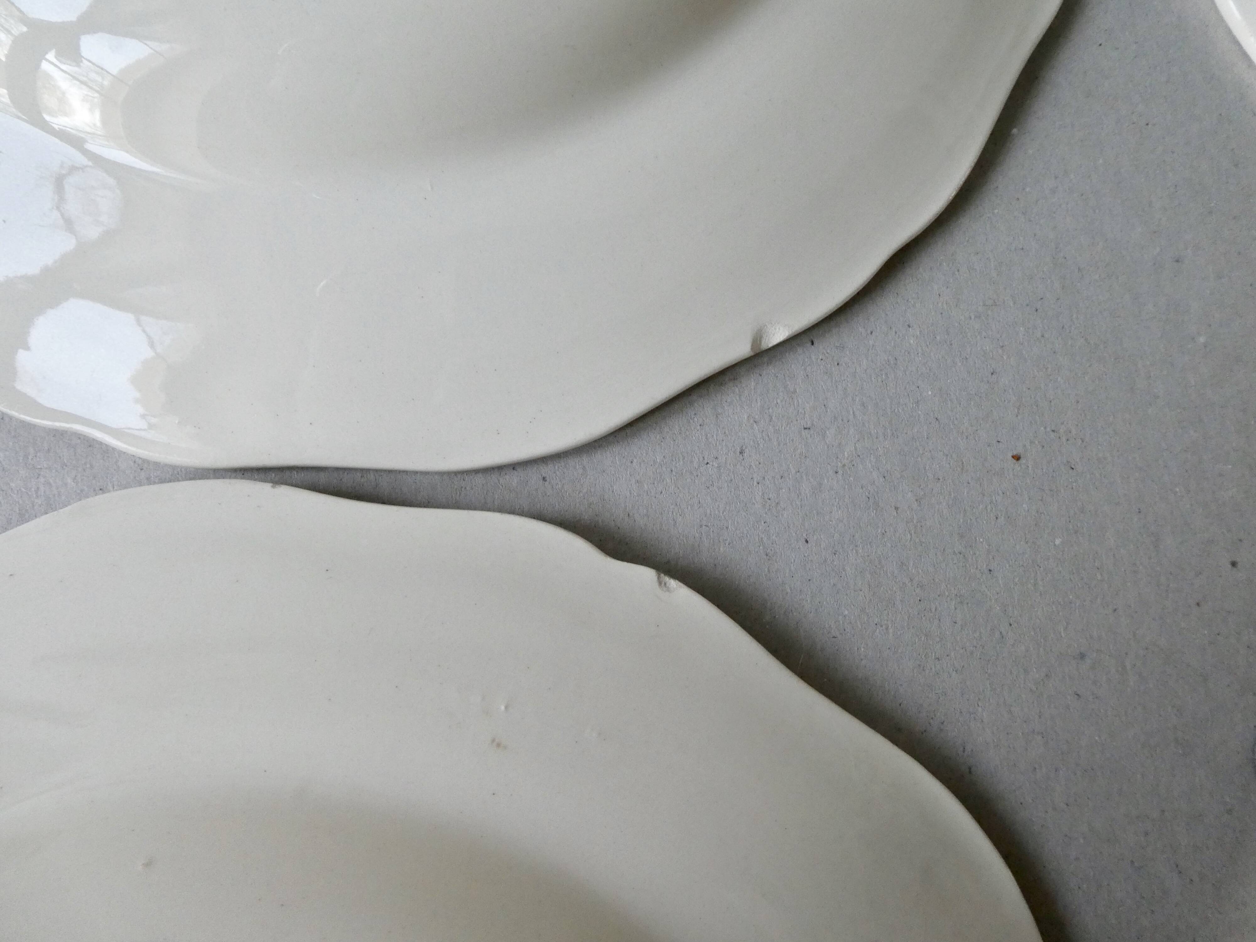 Set of 6 hollow plates Digoin Sarreguemines, ivory color
