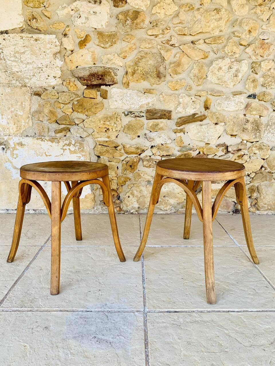 Pair of Vintage Baumann Stools, Model 92, Circa 50s/60s