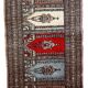Tapis vintage fait main Bukhara de prière en laine rouge (45cm x 101cm)