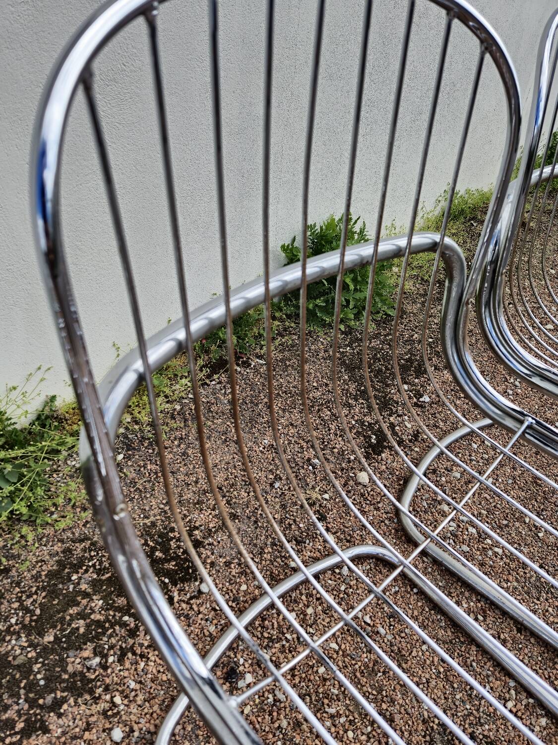 Set of 6 chrome metal design chairs from the 1970s.