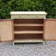 Renovated old Parisian buffet – Clay Green Envie & wooden top – 99 cm
