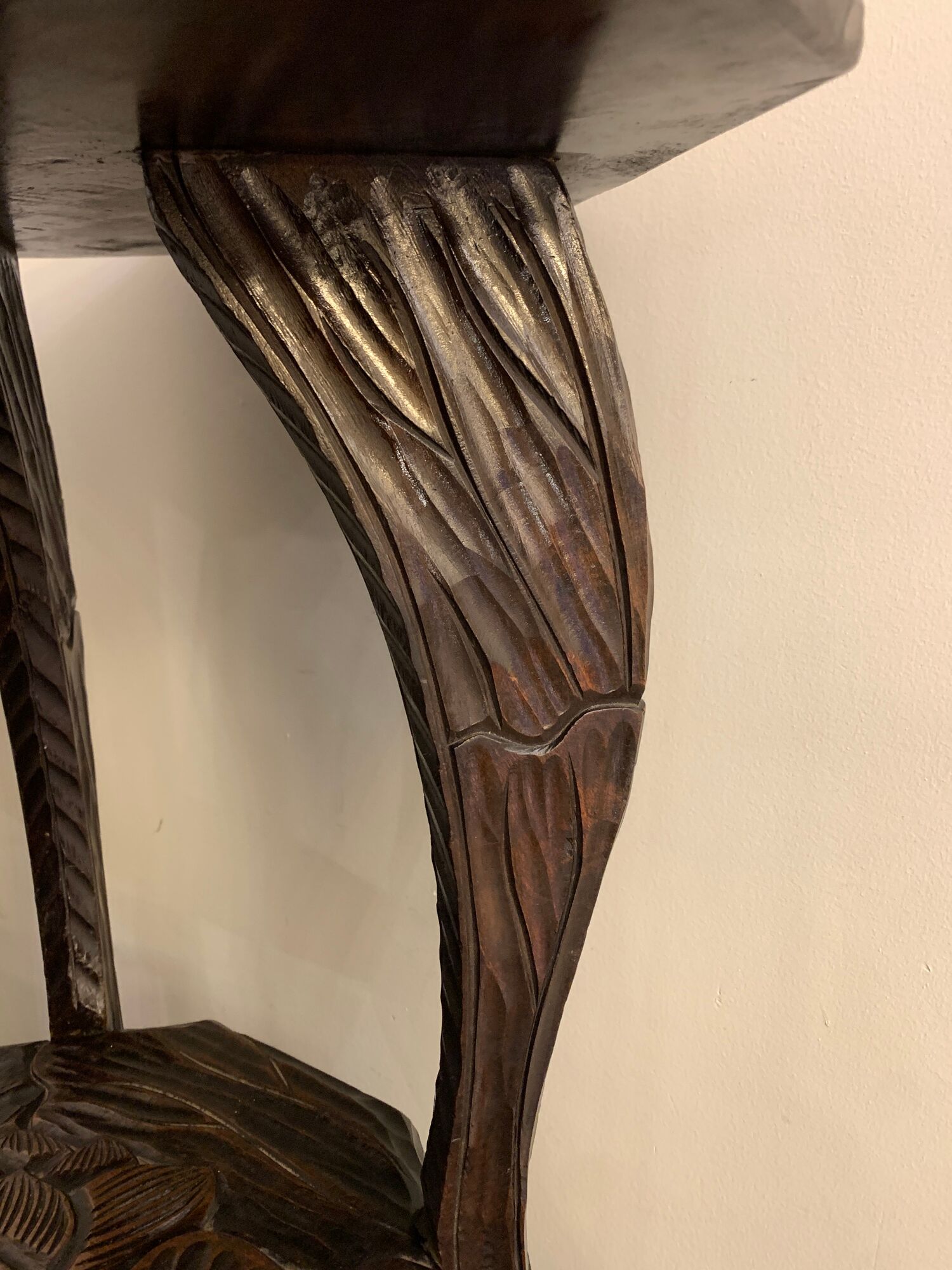 Japanese side table, carved wood, Liberty of London, 1900