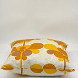 Vintage orange/brown cushion with stylized flowers