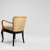 Art Deco side chair in beech wood, France 1940s