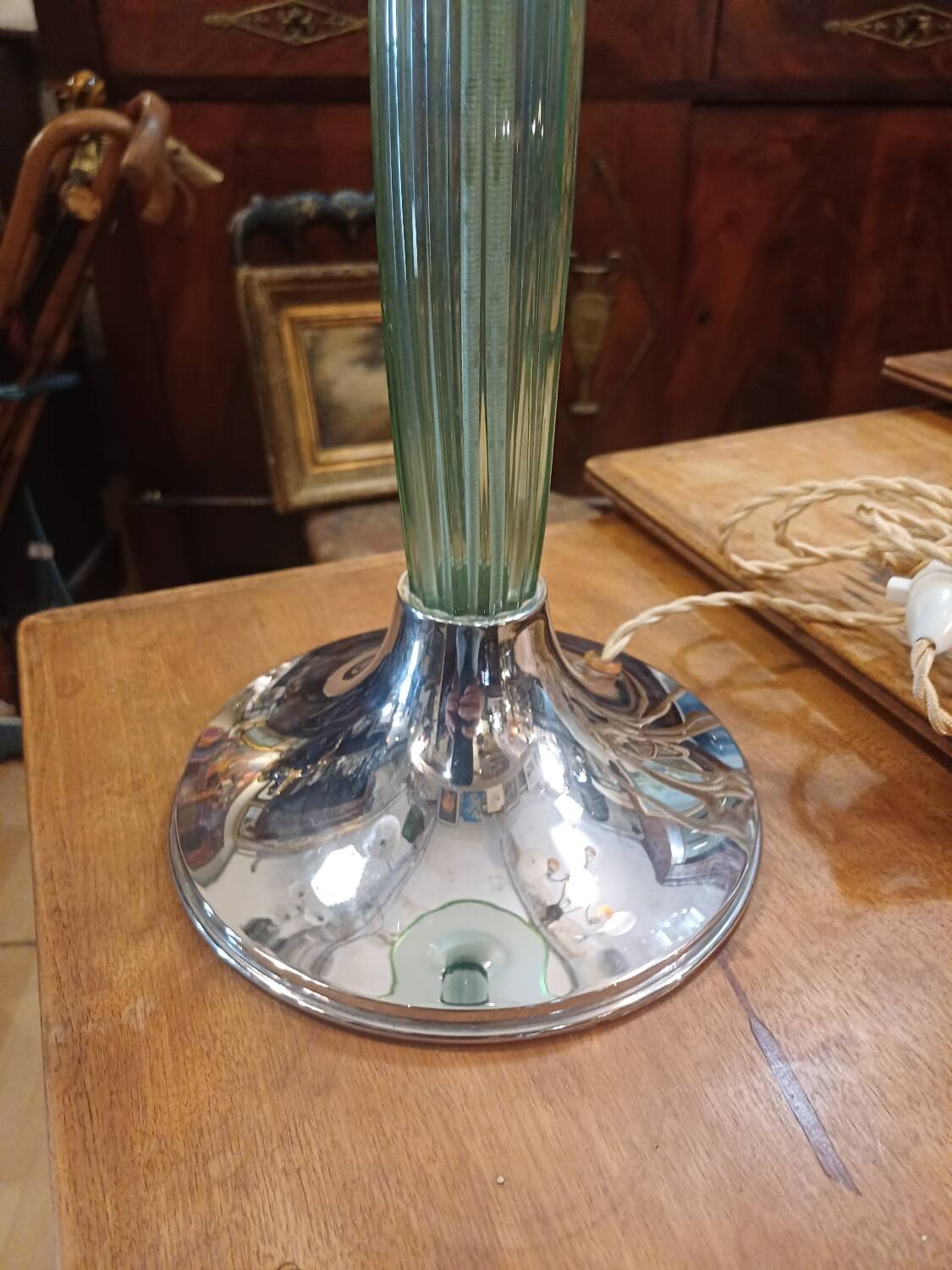 Lampe en verre et métal de style Art déco