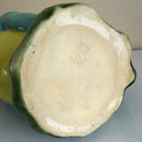 Frog pitcher, glazed ceramic, slipware, signed Athezza Franca