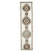 Vintage Turkish Oushak Handmade Wool Cotton White Runner Rug 84x346