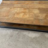 Coffee table sheet metal and natural teak, Le Cèdre Rouge