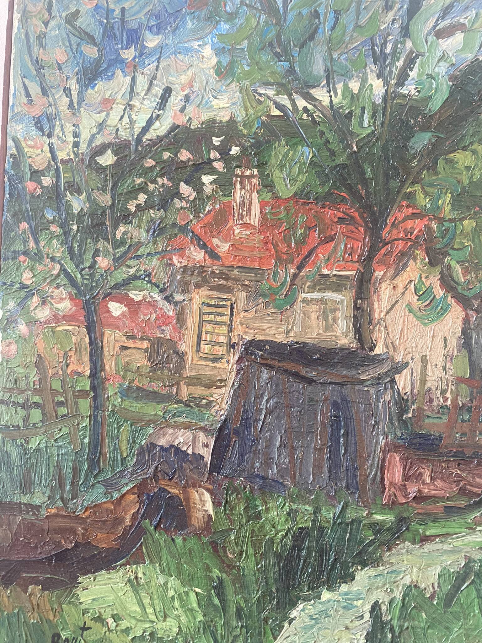 Countryside house landscape signed 1963