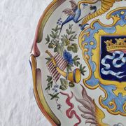 Antique French ceramic plate from Saint-Cement from 1800 Coat of arms of