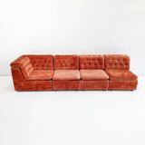 Modular sofa in orange velvet from the 1970s