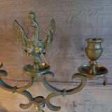 2-arm bronze candlestick, with eagle, 19th century