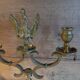2-arm bronze candlestick, with eagle, 19th century