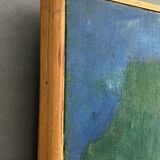 Oil on canvas by Jean Billecocq modern composition with characters