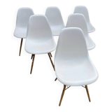 6 white DSW chairs by Vitra