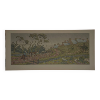 Lithograph by Henri Rivière The Enchantment of the Hours - The Downpour