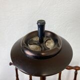 Turned wood push ashtray and magazine rack