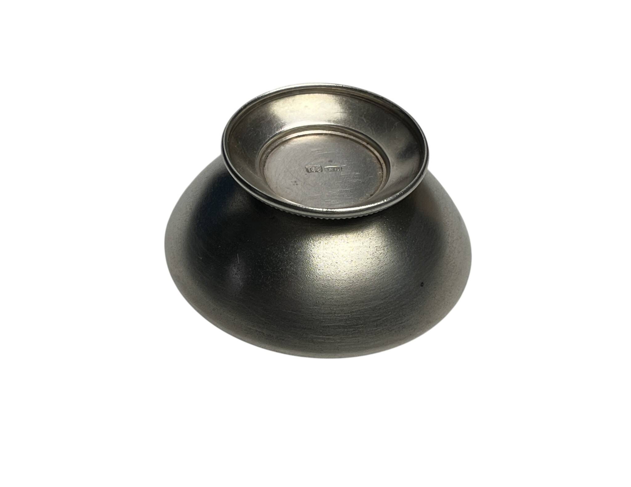 Arts de la table, salière saleron argent russe émail bleu vers 1950