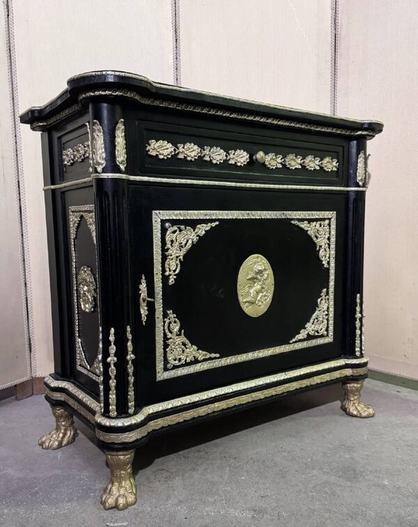 Meuble style Napoléon III ''Boulle'' en bois laqué