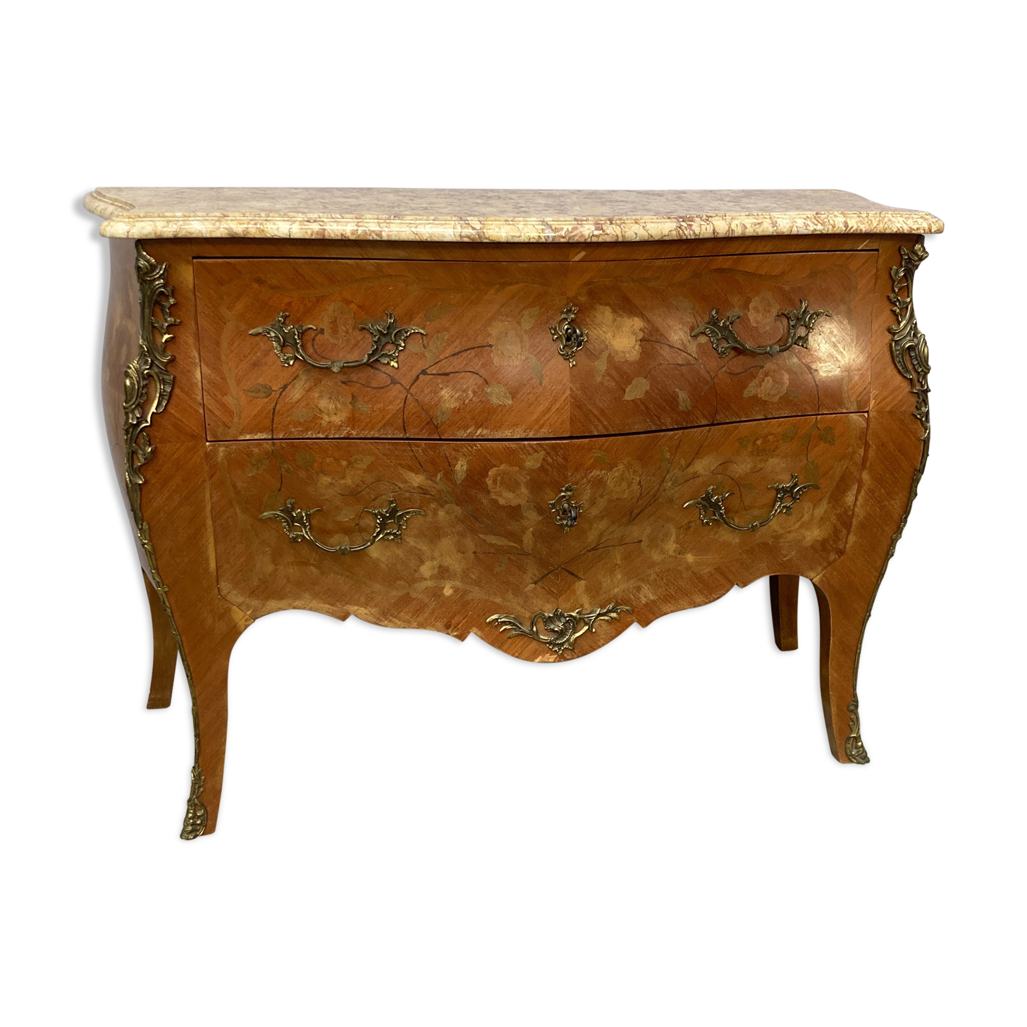 Louis XV style chest of drawers with marble top