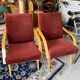 Burgundy Scandinavian armchairs