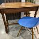 1-drawer solid oak desk with turned and carved legs, 89x62cm.