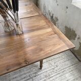 Walnut farmhouse table with swivel and extendable top