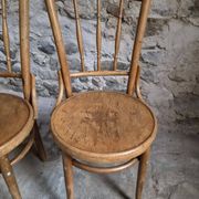 Set of 4 Fischel bentwood bistro chairs, Czechoslovakia, circa 1930–1950.