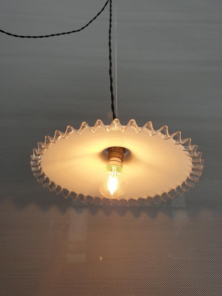 Art Deco ruffled opaline hanging