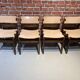Set of four wooden and leather chairs from Maison Regain