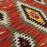 9x12 Kilim Red Green Oversize Vintage Kilim Rug, 275x370Cm