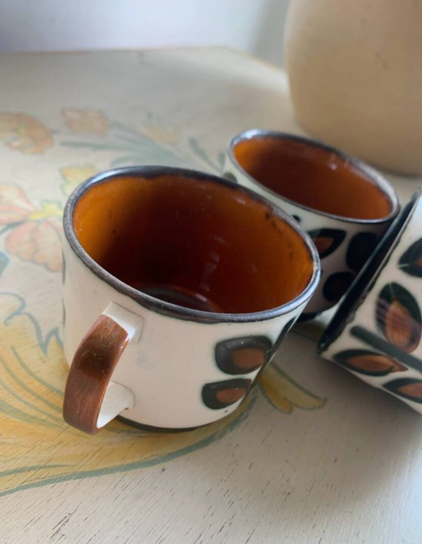 3 vintage coffee cups - boch belgium - "rambouillet" model