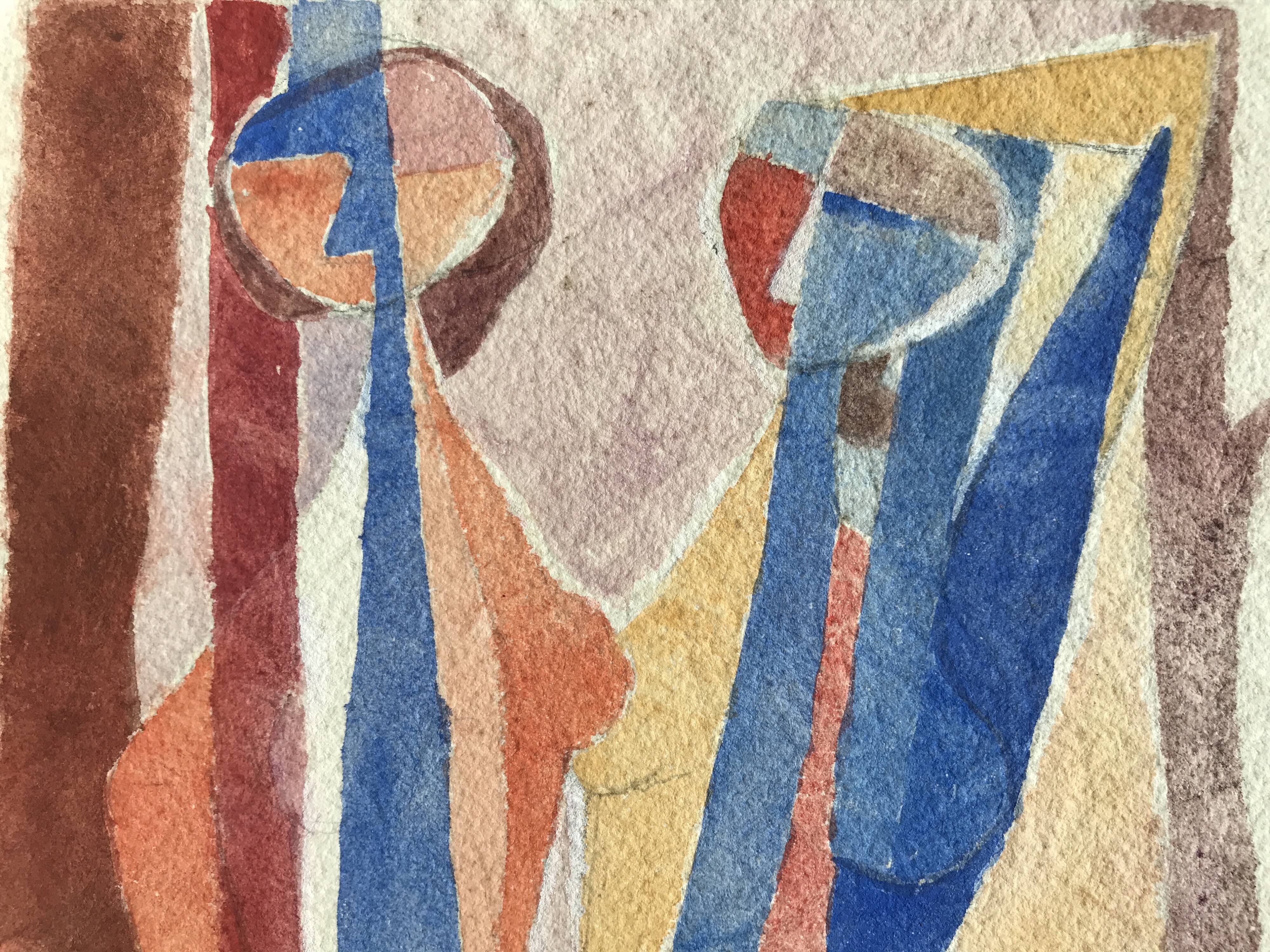 Yves Alix, Étude de nus, 1963. Watercolor on signed paper