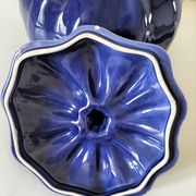 Large vintage soup tureen in glazed ultramarine ceramic