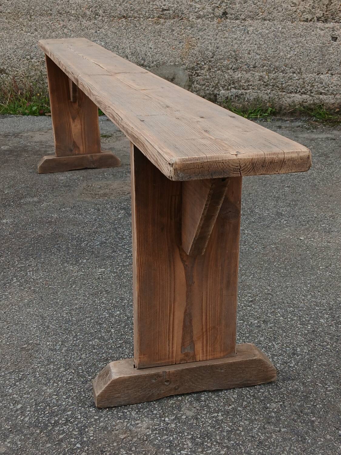 Antique pine farmhouse bench, 200 cm