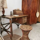 Rattan desk and vintage canning