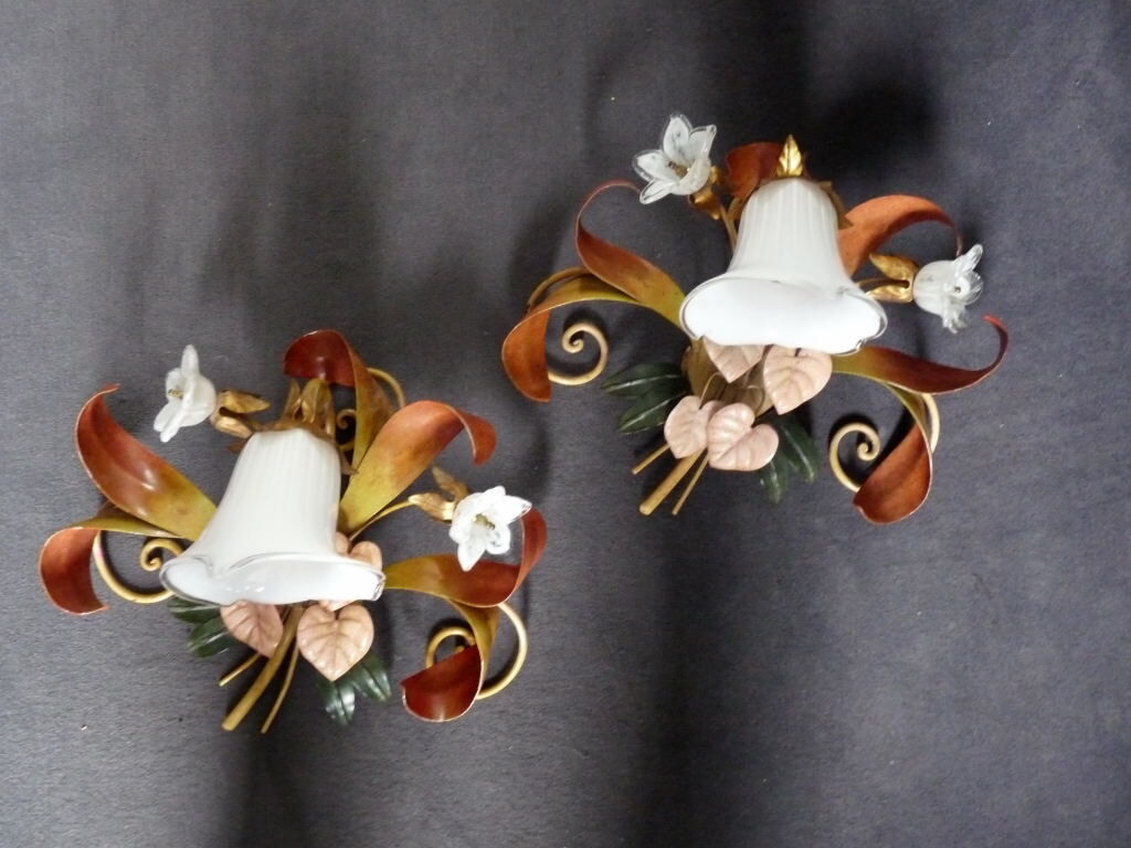 set Wall lamps Decor floral italy 36cm Paterno Franco