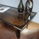 Vintage golden 70s coffee table and space age smoked glass