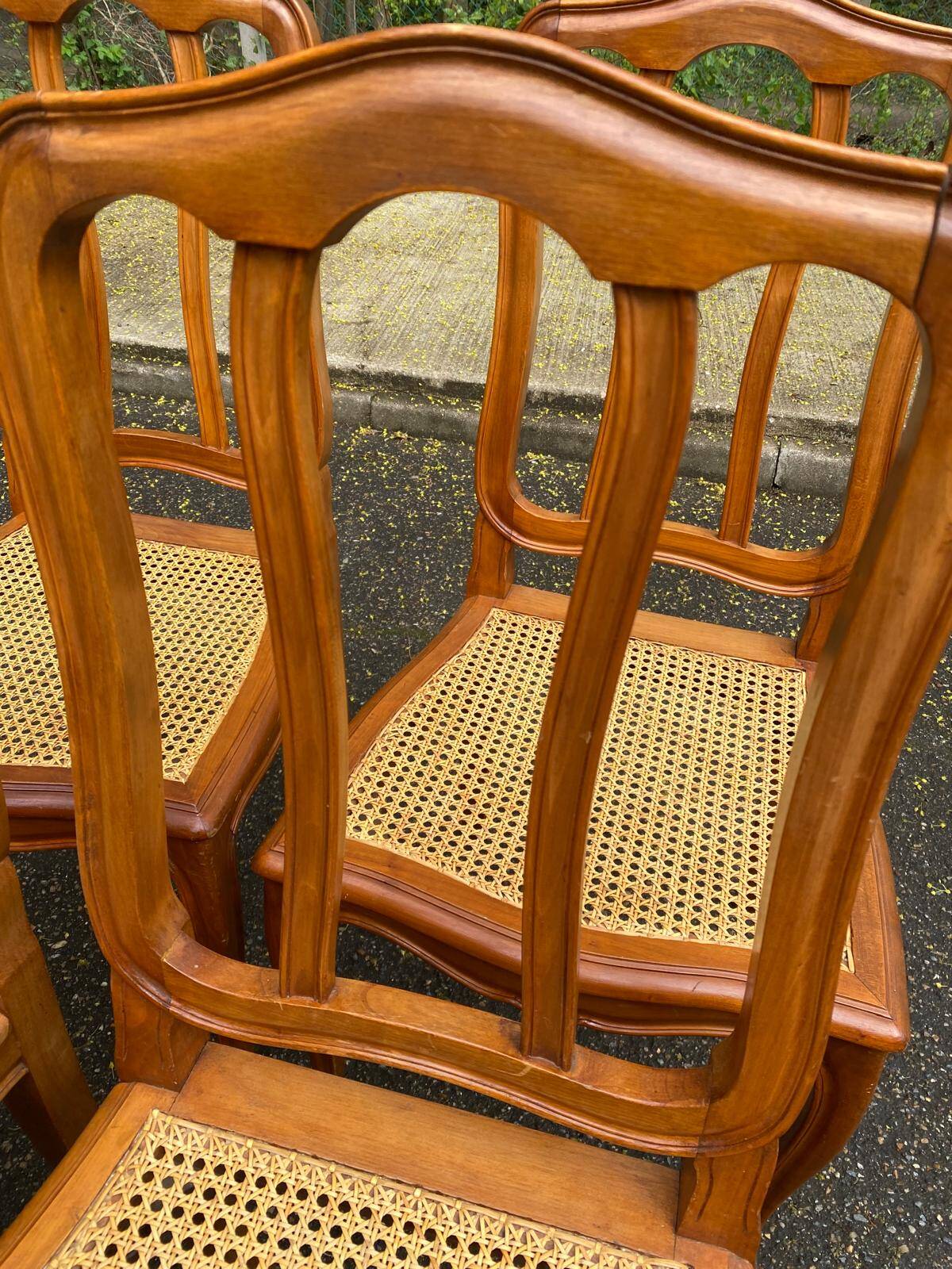 4 Louis XV caned dining chairs from the 20th century.