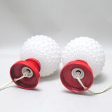 Paire de lampes boule rouge années 70