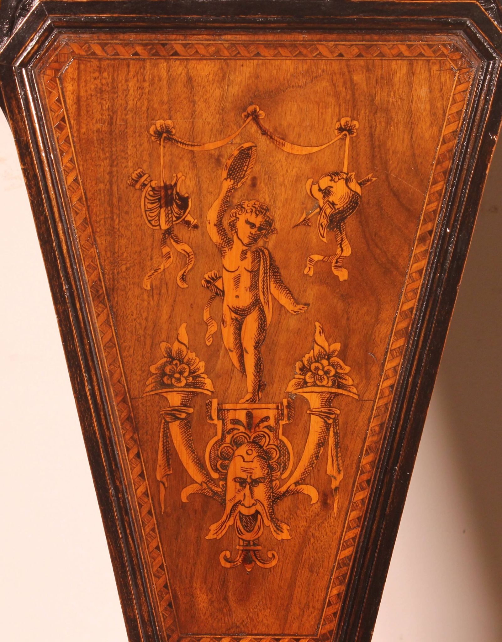 pair of stools in walnut and marquetry - 19th century