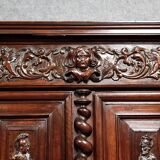 Renaissance style wardrobe in richly carved solid wood, 17th century
