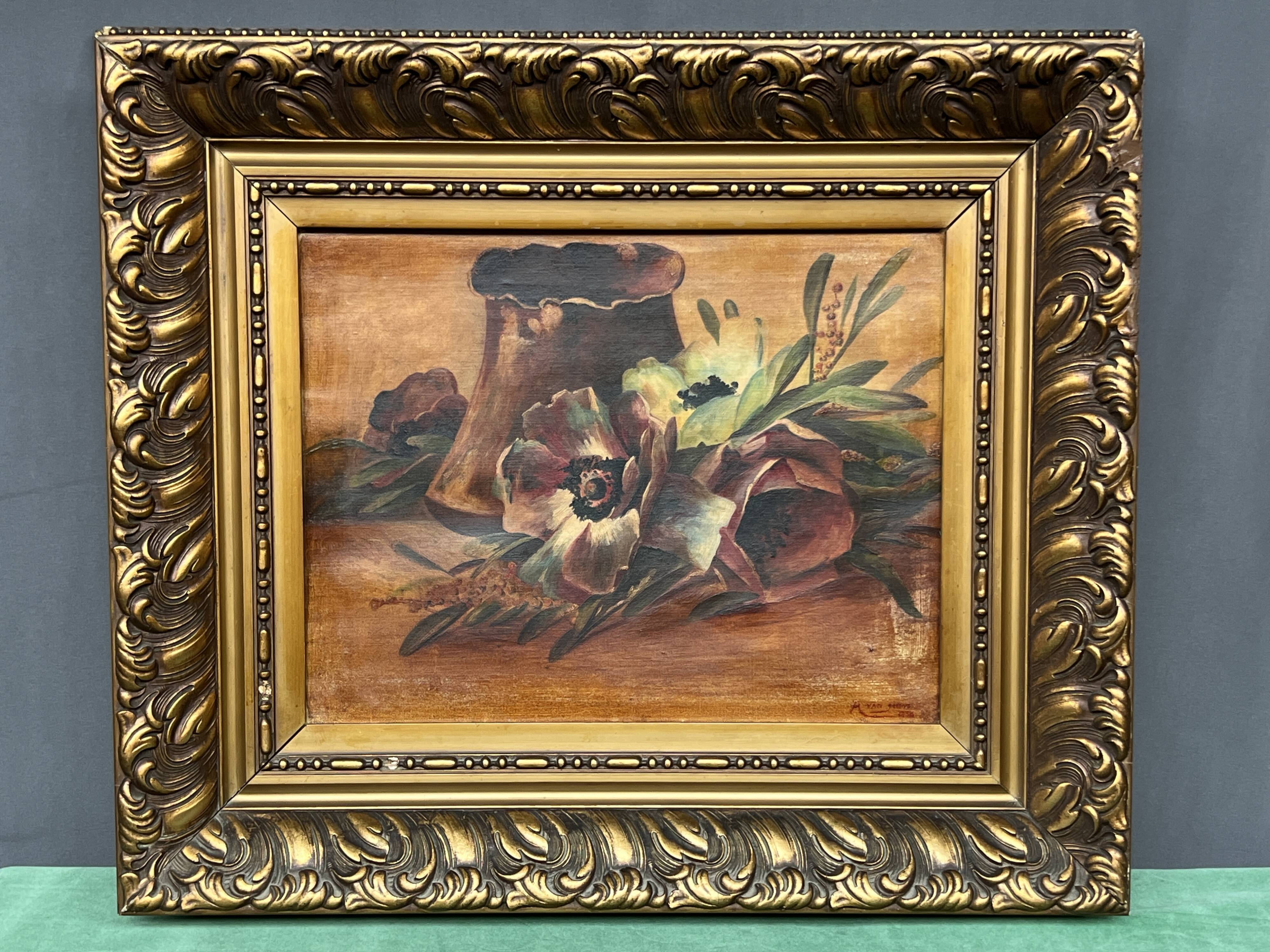 Landscape signed "Poppies". Oil on canvas.