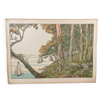 Lithograph by Henri Rivière Summer Evening - Aspects of Nature